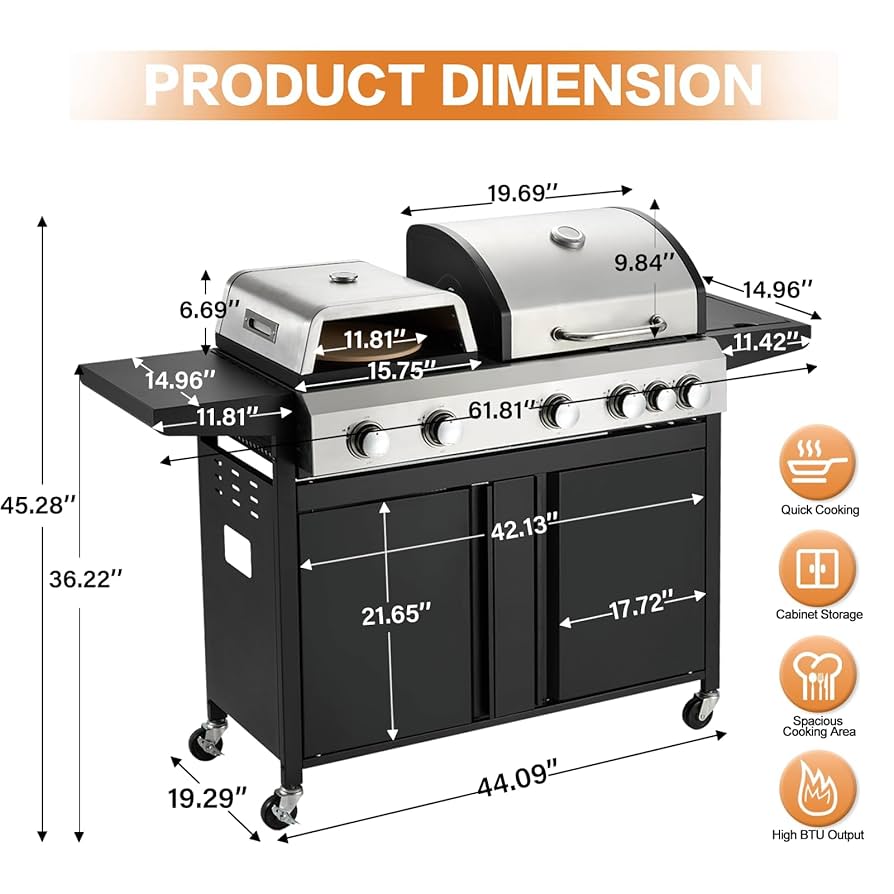 pizza123　アベレージジョー5.3 Amazon.com: 3 IN 1 Pizza Griddle Grill Combo, 74,000 BTU 5